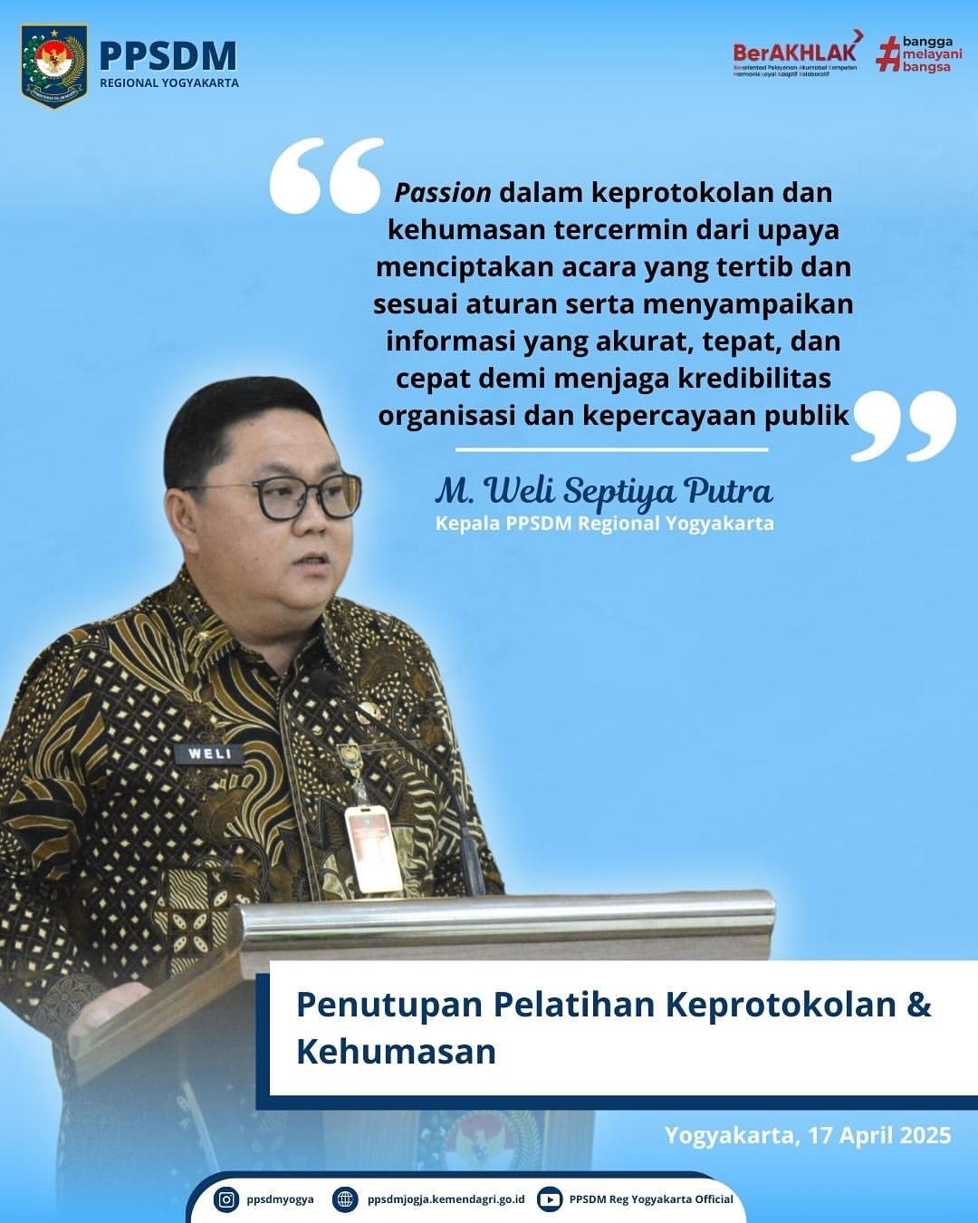 Penutupan Pelatihan Keprotokolan & Kehumasan Yogyakarta